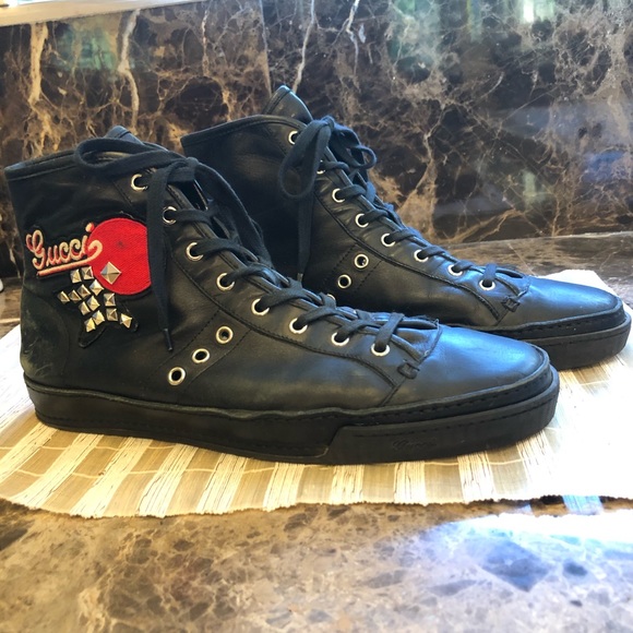 gucci black leather sneakers